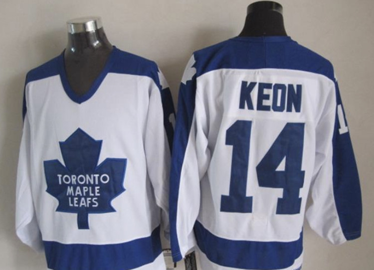 Custom Men Maple Leafs Jersey #14 Dave Keon White Blue CCM Throwback Stitched NHL Jerseys->toronto maple leafs->NHL Jersey